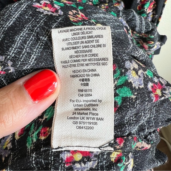 Free People Floral Black Long Sleeve Button Down Mini Dress, Size M - Picture 8 of 10